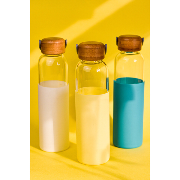 R08272.03 - Szklana butelka Refresh 560 ml, żółty