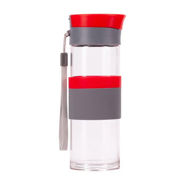 R08290.08 - Szklana butelka Top Form 440 ml, czerwony